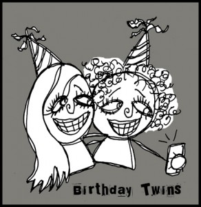 Birthday twins taking selfies